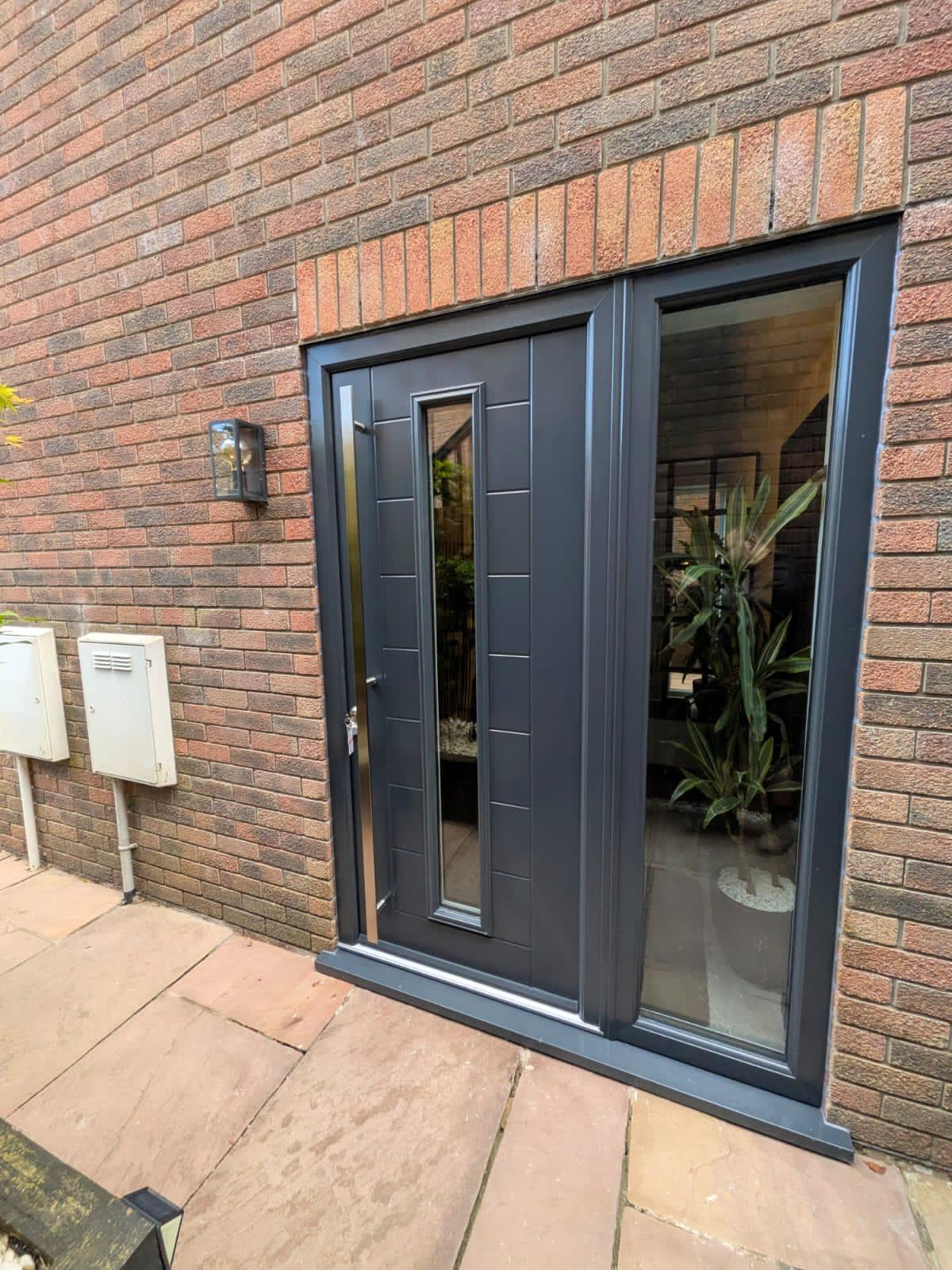 Contemporary anthracite aluminium front door